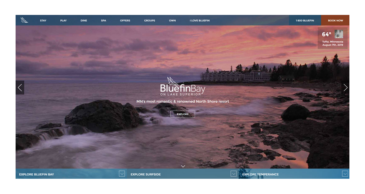 Bluefin Bay Family of Resorts Website Home Page